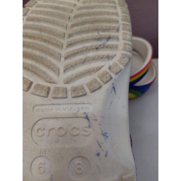 Crocs Classic Unisex Men's6/Women's 8 Tie-Dye Rainbow Clogs - Picture 11 of 11